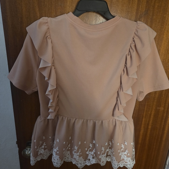 Elegant Pink Ruffle Top - Picture 5 of 5